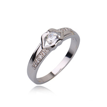 New White CZ Stone Wedding Rhodium Color Diamond Engagement Jewelry Ring -10590